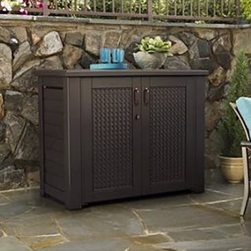 Rubbermaid Resin Patio Chic Outdoor Storage Cabinet Brown 1889849 Spreetail