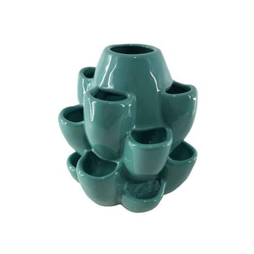 Exaco Trading Cacti Pot Indoor Outdoor Ceramic Planter Turquoise