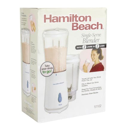 Hamilton Beach Personal Single Serve Blender with 2 Jars and 2 Lids White 51102